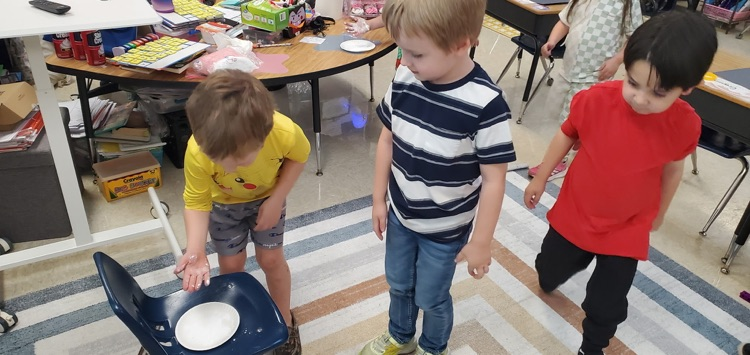 Mrs. Melissa's class enjoyed a hands-on experience from our Knowledge Unit on Pollinators... we became the bees and helped spread pollen to everyone's flowers!