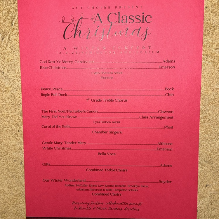 Great job GCTJHS and GCTMS Choirs on a fantastic Christmas Concert. Great Day To Be A Singing Eagle! 🦅 