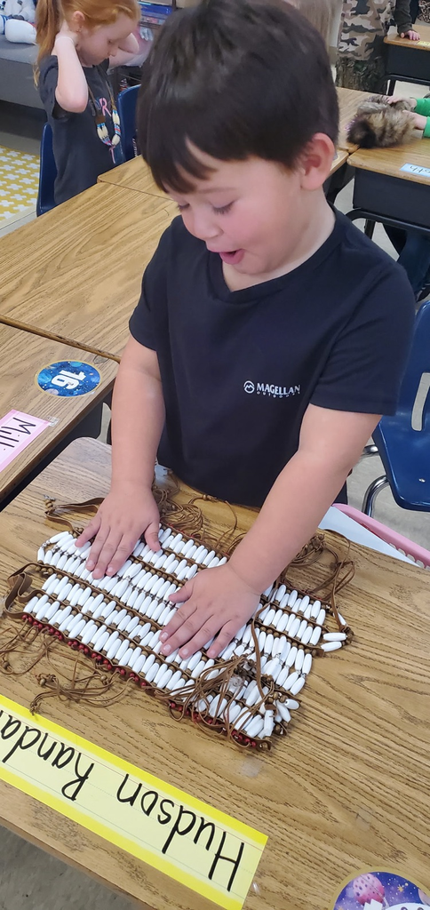 Mrs. Miller's class is working their way through the Knowledge Unit about Native Americans.  We got to see and touch some of the items Native Americans would have made, used, and wore.