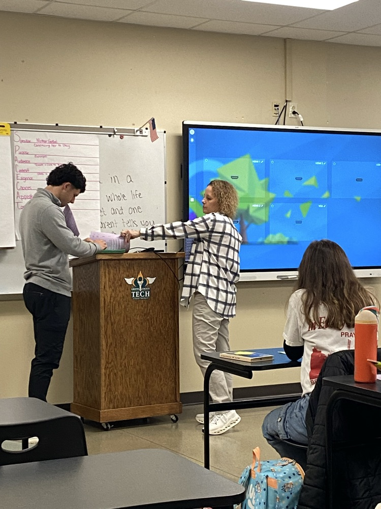 Mrs Dean meeting with students