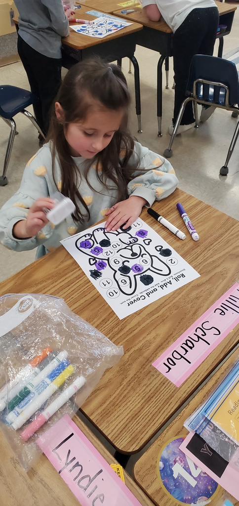 Mrs. Melissa's class took some time to Shake it Up in math... shaking dice to combine addends to find the sum and then color!! 