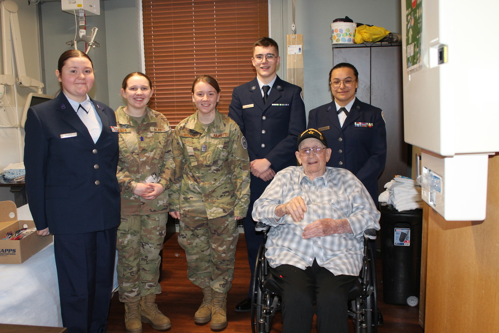 Cadets visiting a veteran 