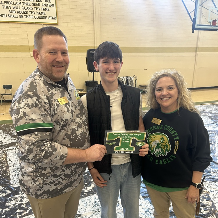 Congrats to Dalton Wheat for being selected as the March GCTJHS student of the month! Great Day To Be A Jr Eagle! 🦅