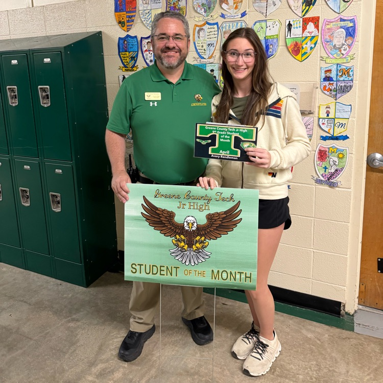 Congrats to Hayden Martin & Avery Randleman!  GCTJHS Students of the month. Great Day To Be A Jr Eagle! 🦅 