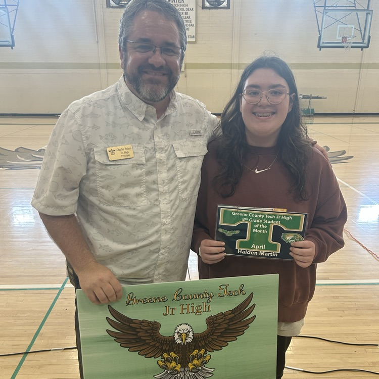 Congrats to Hayden Martin & Avery Randleman!  GCTJHS Students of the month. Great Day To Be A Jr Eagle! 🦅 