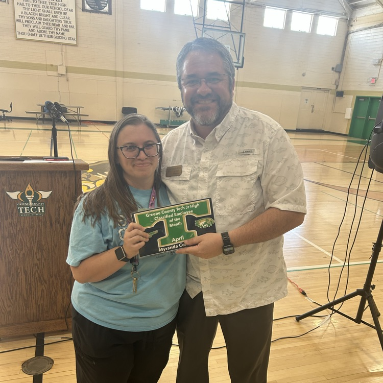 Congrats to our Staff Members of the Month: Teacher: Karen Hodge & Classified: Myranda Compton. Great Dat To Be A Jr Eagle! 🦅 