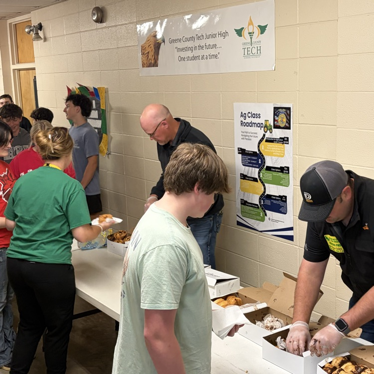 Thank You to Delta and Martin (our partners in education) for providing donuts on our first day of testing!  also Ty Mr Moon for helping to motivate this morning!  Great Day To Be A Jr Eagle! 🦅 