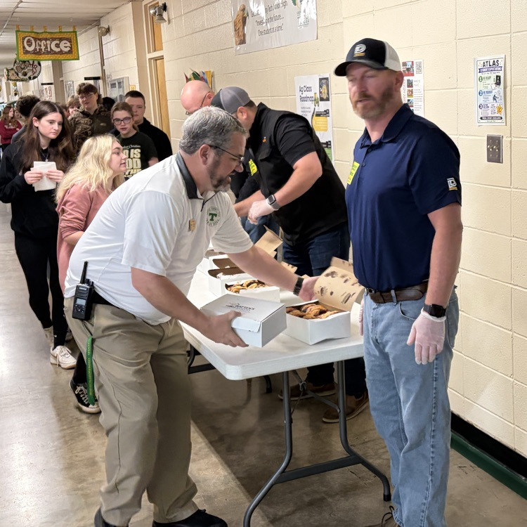 Thank You to Delta and Martin (our partners in education) for providing donuts on our first day of testing!  also Ty Mr Moon for helping to motivate this morning!  Great Day To Be A Jr Eagle! 🦅 