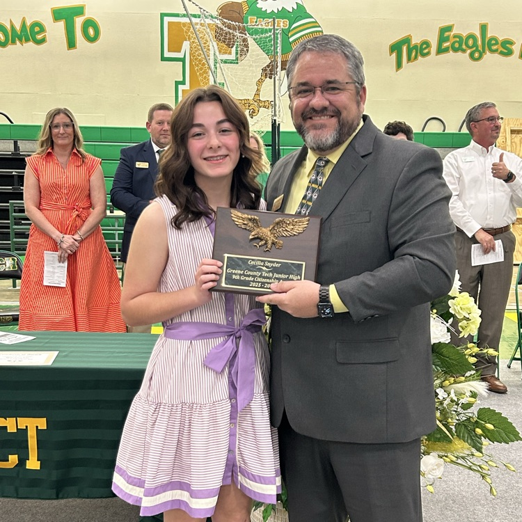 Congrats to our GCTJHS Citizenship Award Winners! 8th - Bennett Johnson & 9th Cecilia Snyder. Great Day To Be A Jr Eagle! 🦅
