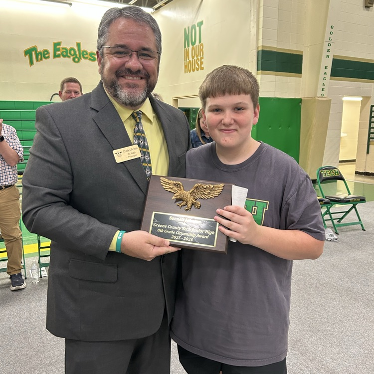 Congrats to our GCTJHS Citizenship Award Winners! 8th - Bennett Johnson & 9th Cecilia Snyder. Great Day To Be A Jr Eagle! 🦅