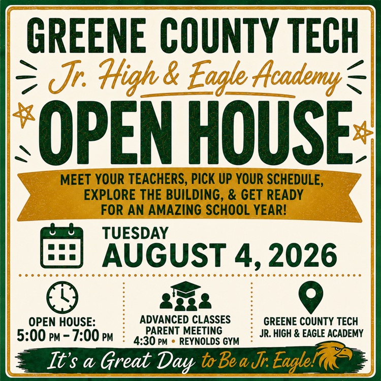 Open House for GCT Jr High & Eagle Academy. Can’t wait to see our students in just a little less than a month!  