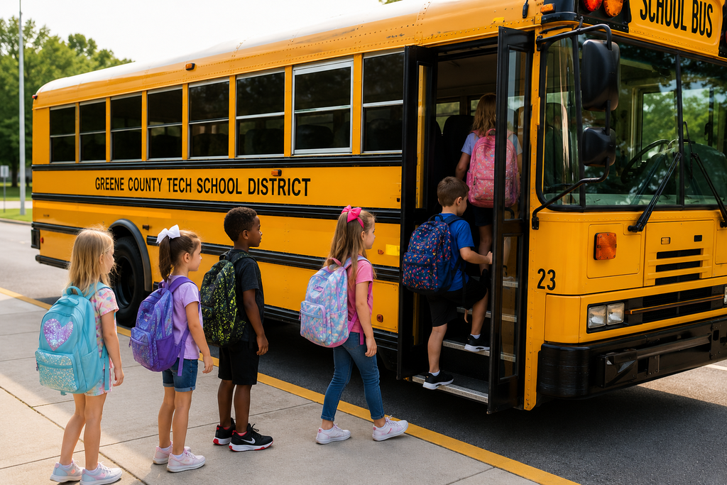 Students Boarding a School Bus