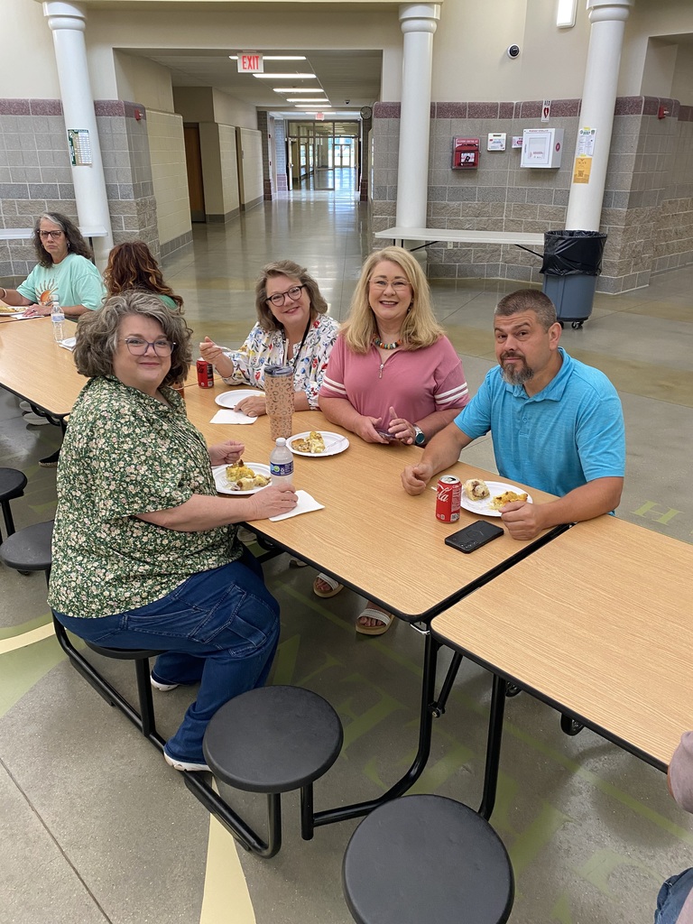 Staff eating breakfast