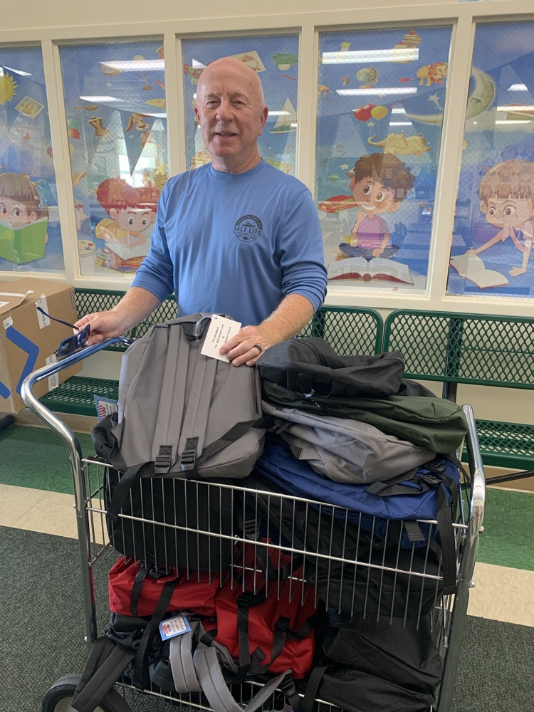 Thank you to Mr. Les Pillow for delivering a generous donation of backpacks filled with school supplies from Finch Baptist Church.