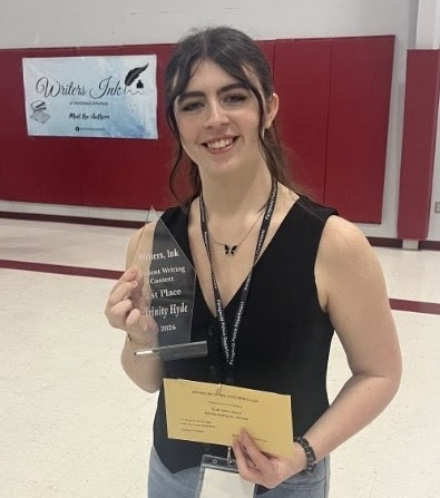 Student with her award
