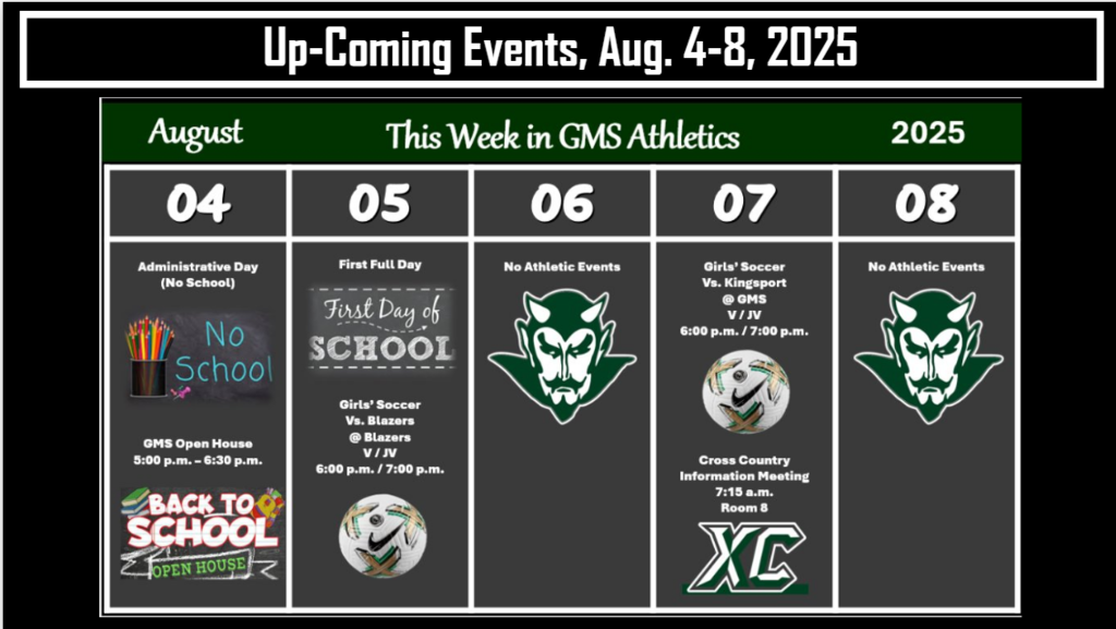 Athletic Schedule Aug. 4-8