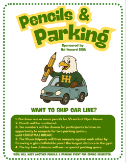 Pencils will be on sale from 5:00-5:55 pm; competition at 6:00 pm on Monday!