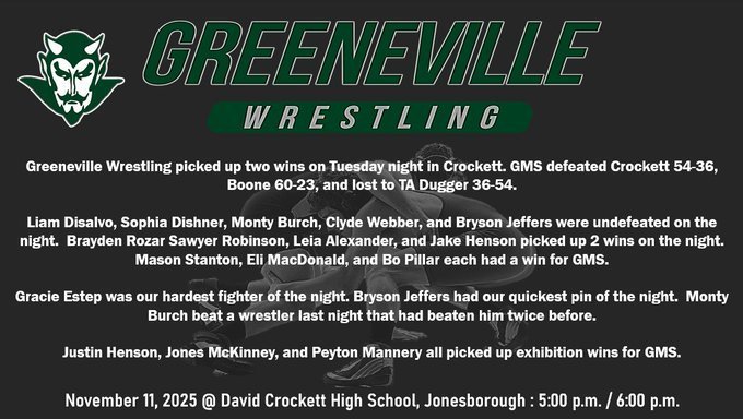 November eleventh wrestling results