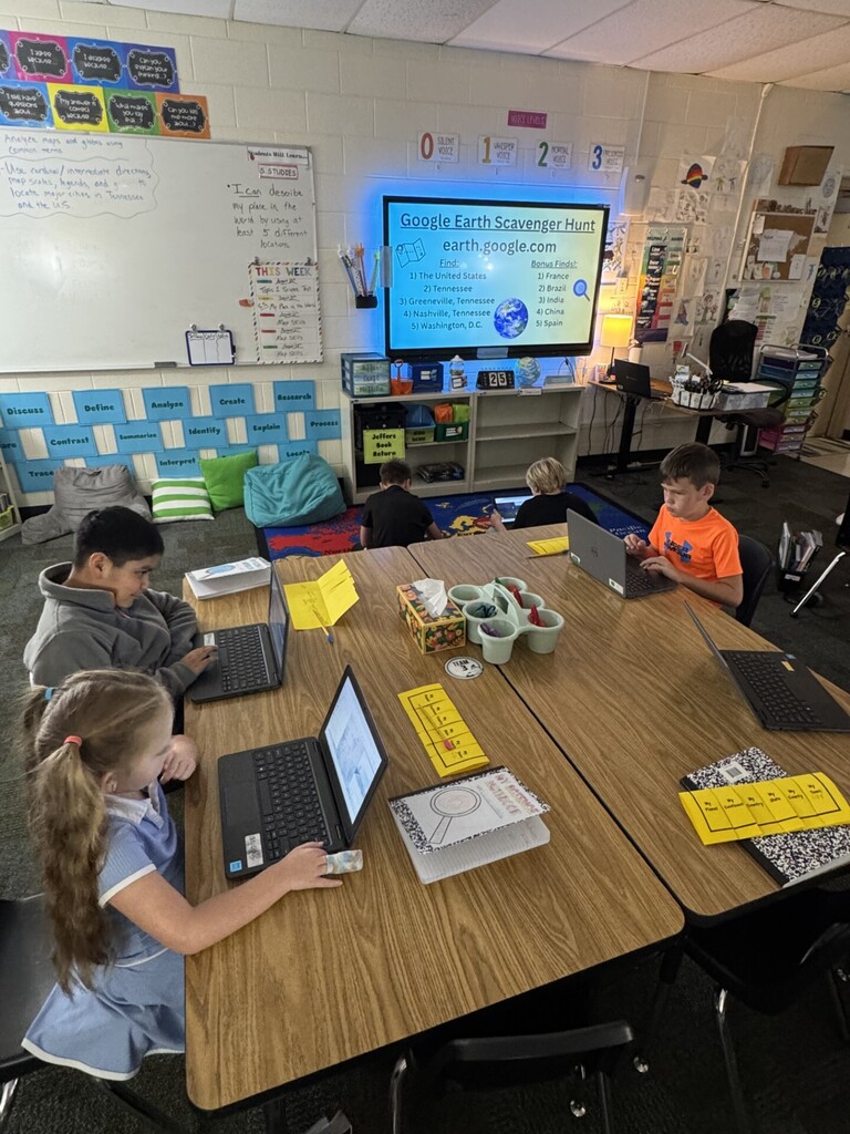 Kids working on map activity