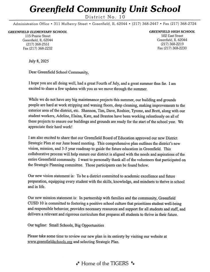 Summer 2025 update letter page 1