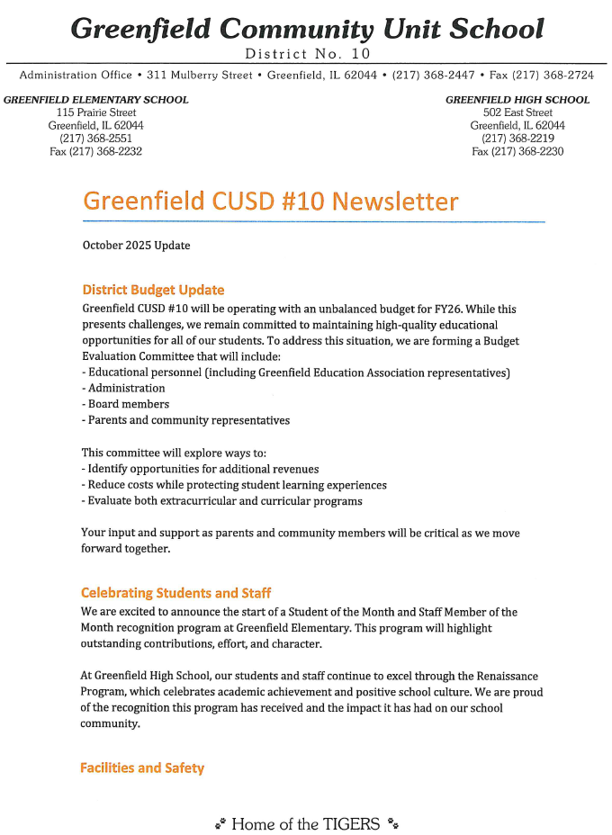 October 2025 Newsletter page 1