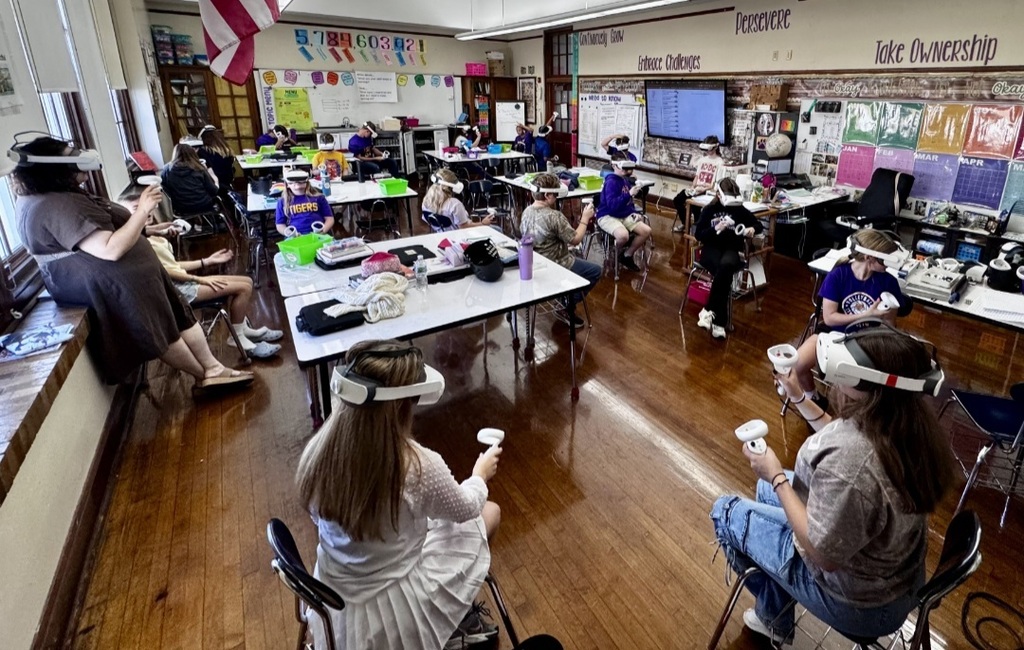 students learning