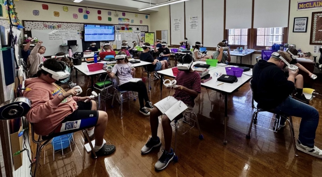 students learning