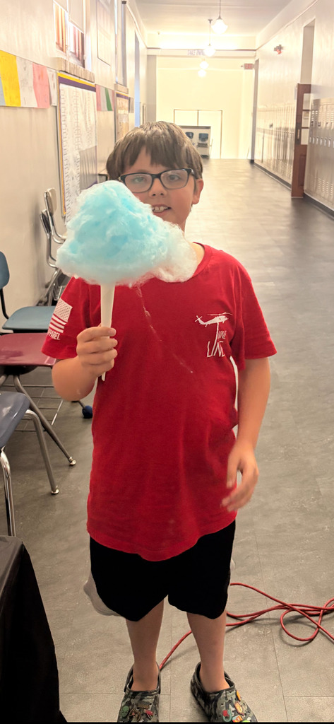student with cotton candy