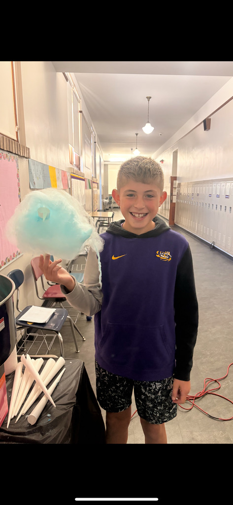 student with cotton candy