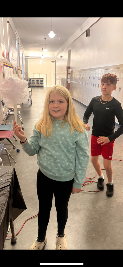 student with cotton candy