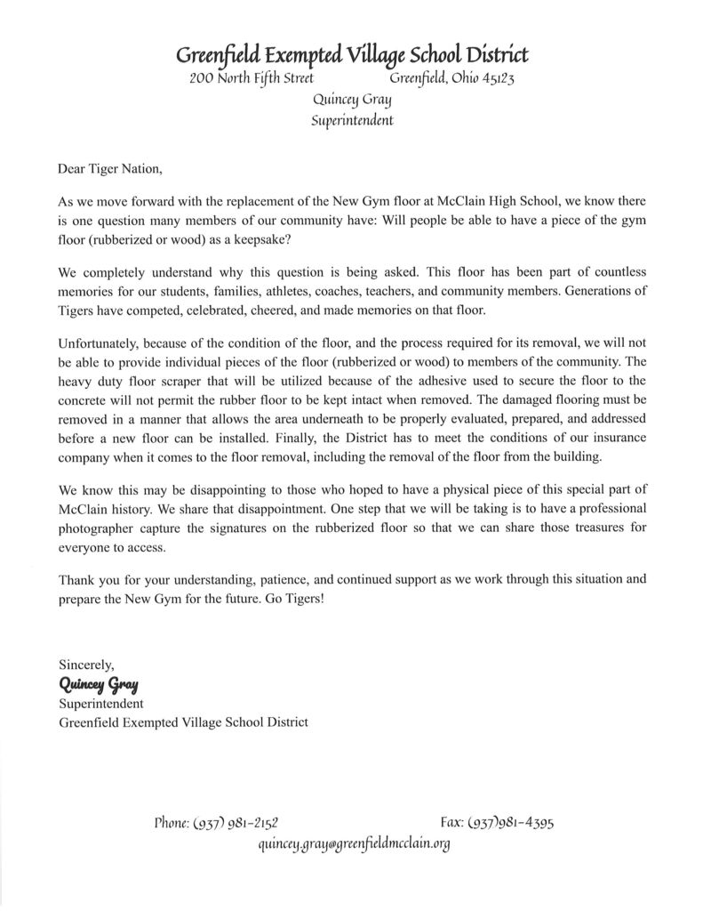 Gym letter
