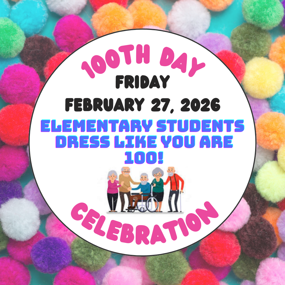 100 Day of School Celebration Classroom Announcement in Colorful Photo Style (1)