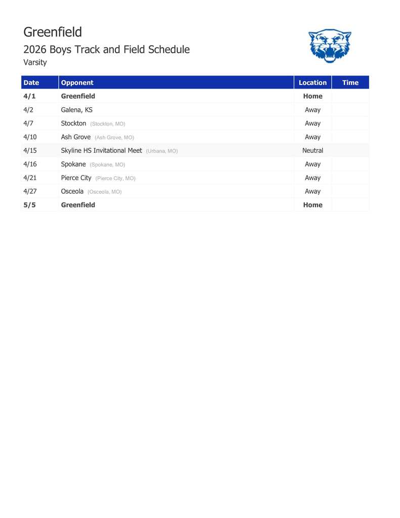 2026 Greenfield Boys Track and Field Schedule (15)