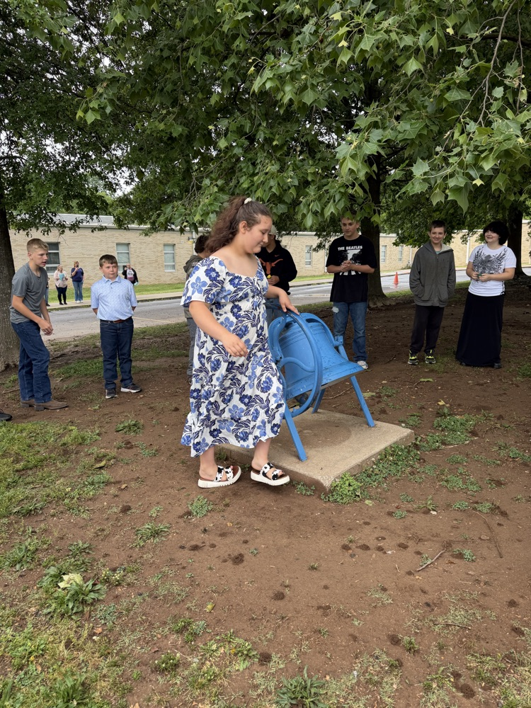 Student rings the bell