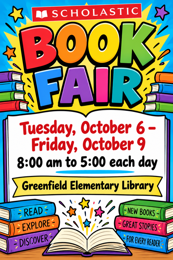 Book Fair Tuesday, October 6-9, 8 to 5