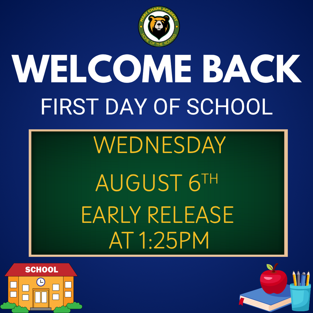 First day of school, Wednesday, August 6