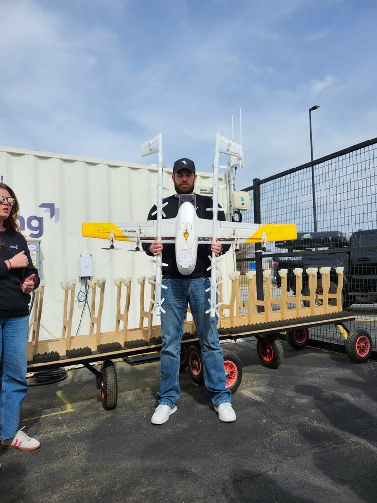 Walmart drone program demonstrating  a drone in action