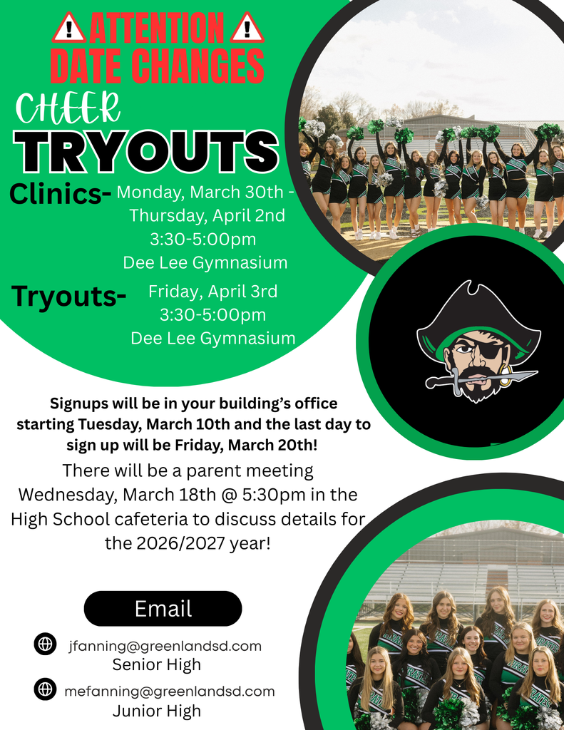cheer team pic, tryouts 4/3 3:30-5, clinic 4/2 3:30-5 parent meeting 3/18 5:30