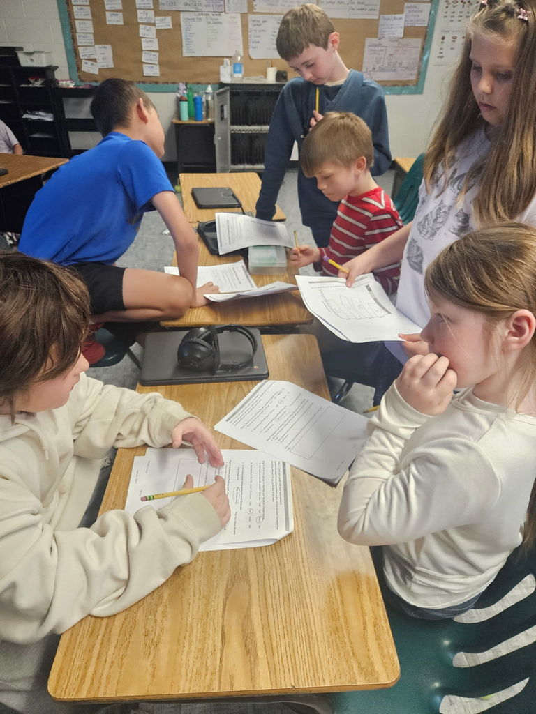 students collaborating about a worksheet about temperatures and graphing