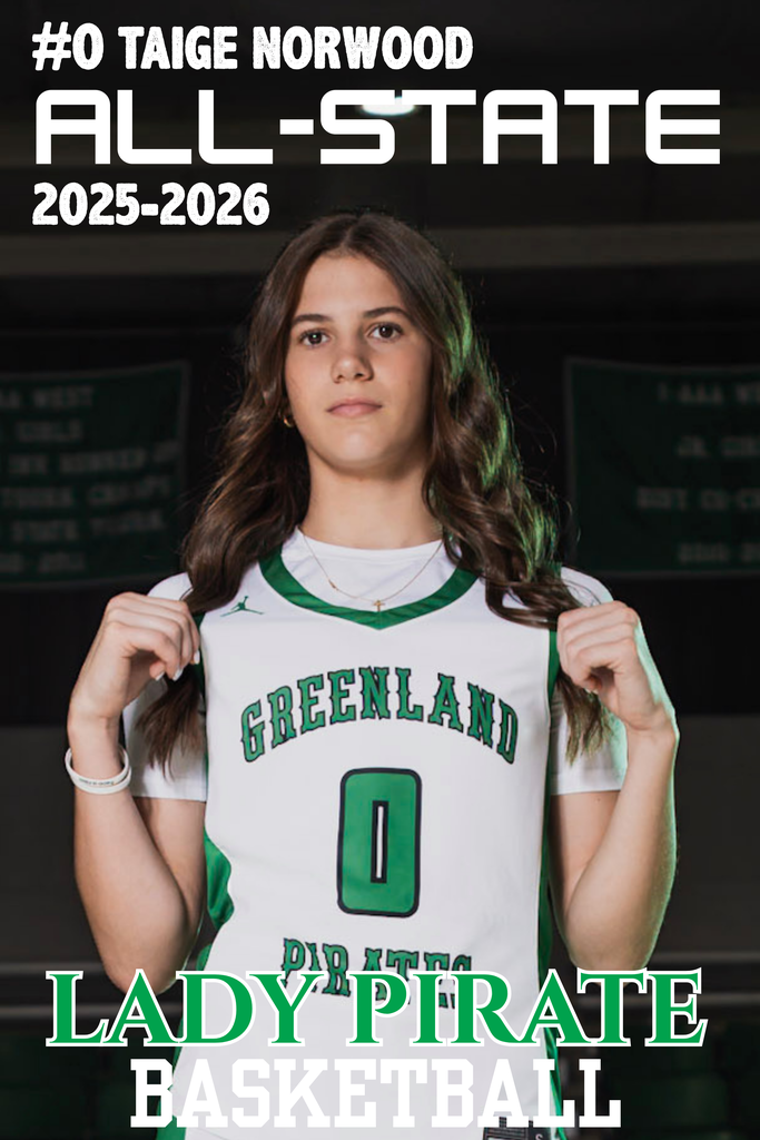 taige norwood all state lady pirate basketball with her photo
