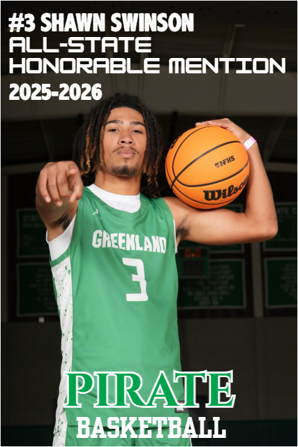 shawn swinson all state honorable mention pirate basketball with his photo