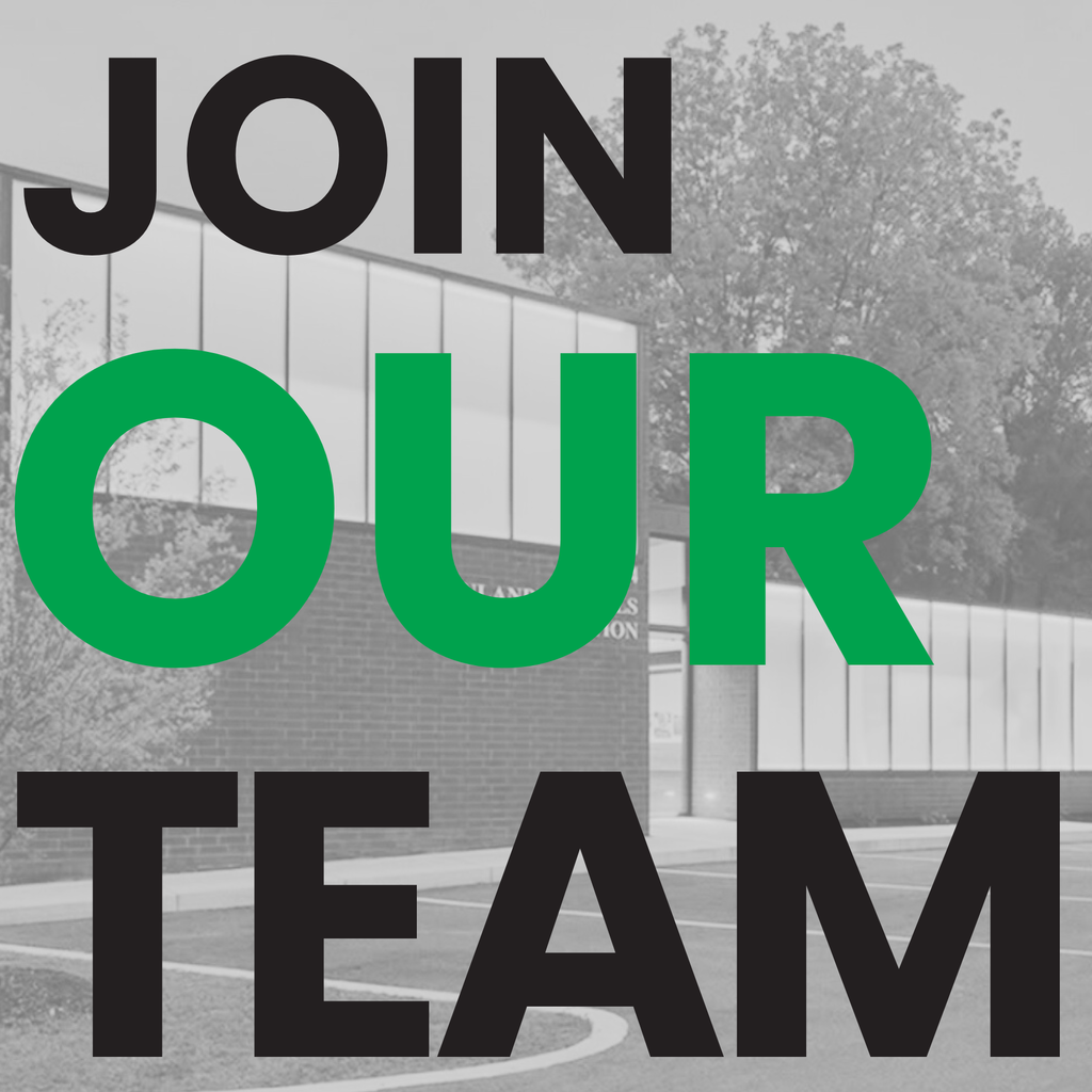 join our team, central administration office in background