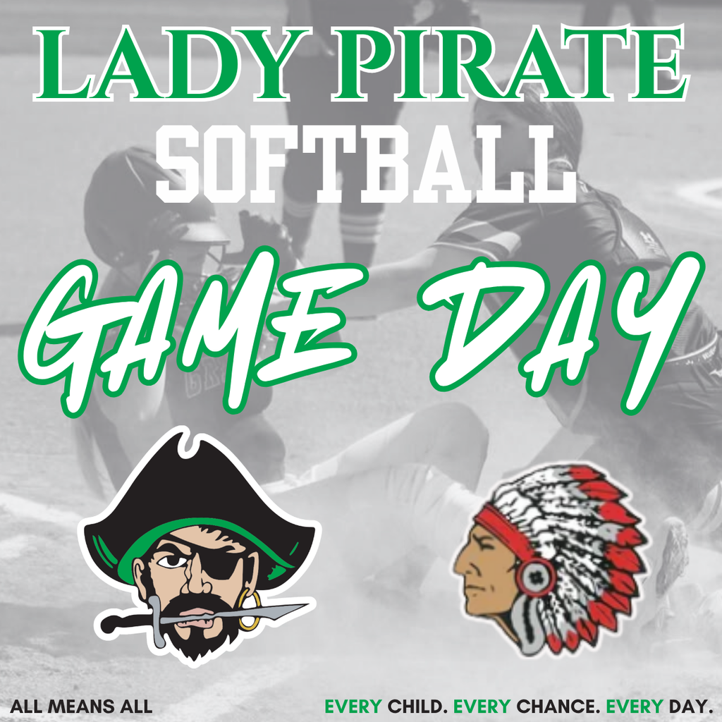 lady pirate softball with pirate mascot and county line mascot for game day