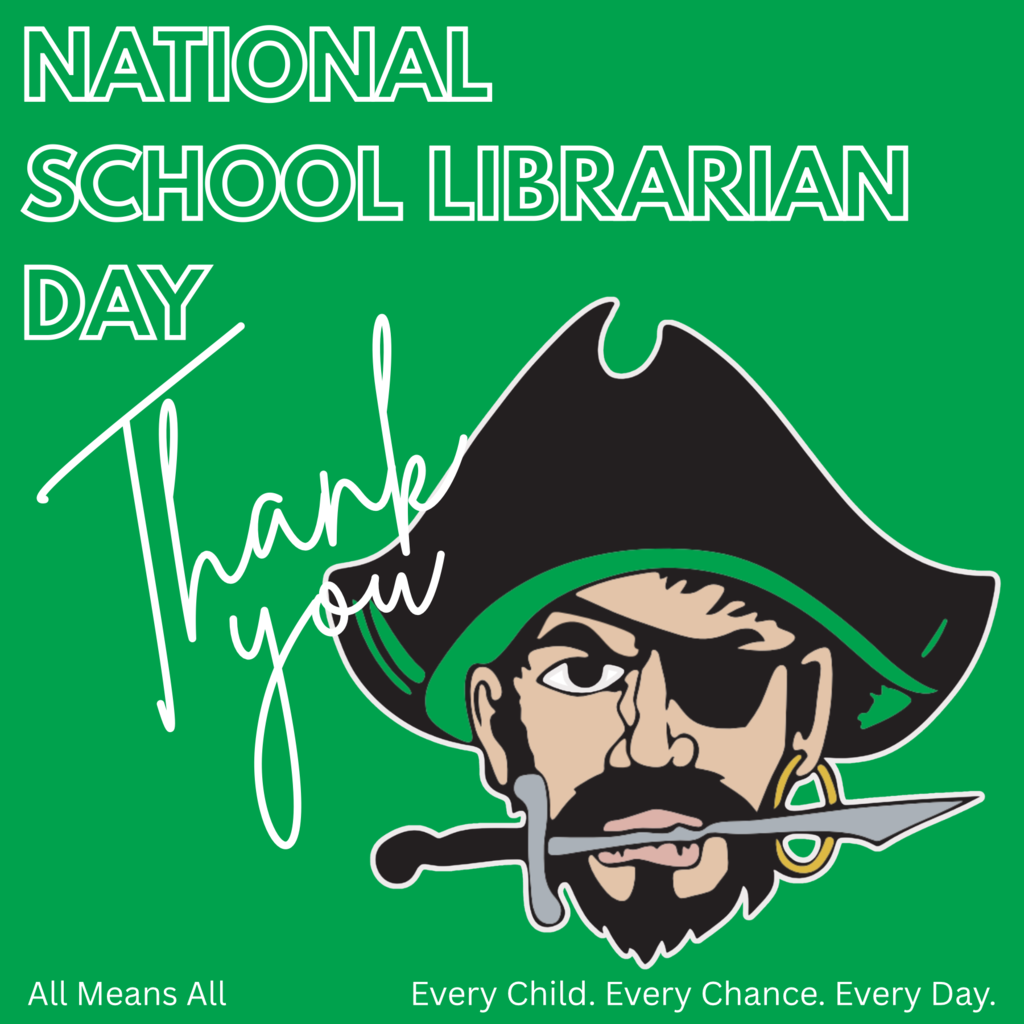 School librarian day thank you with pirate logo