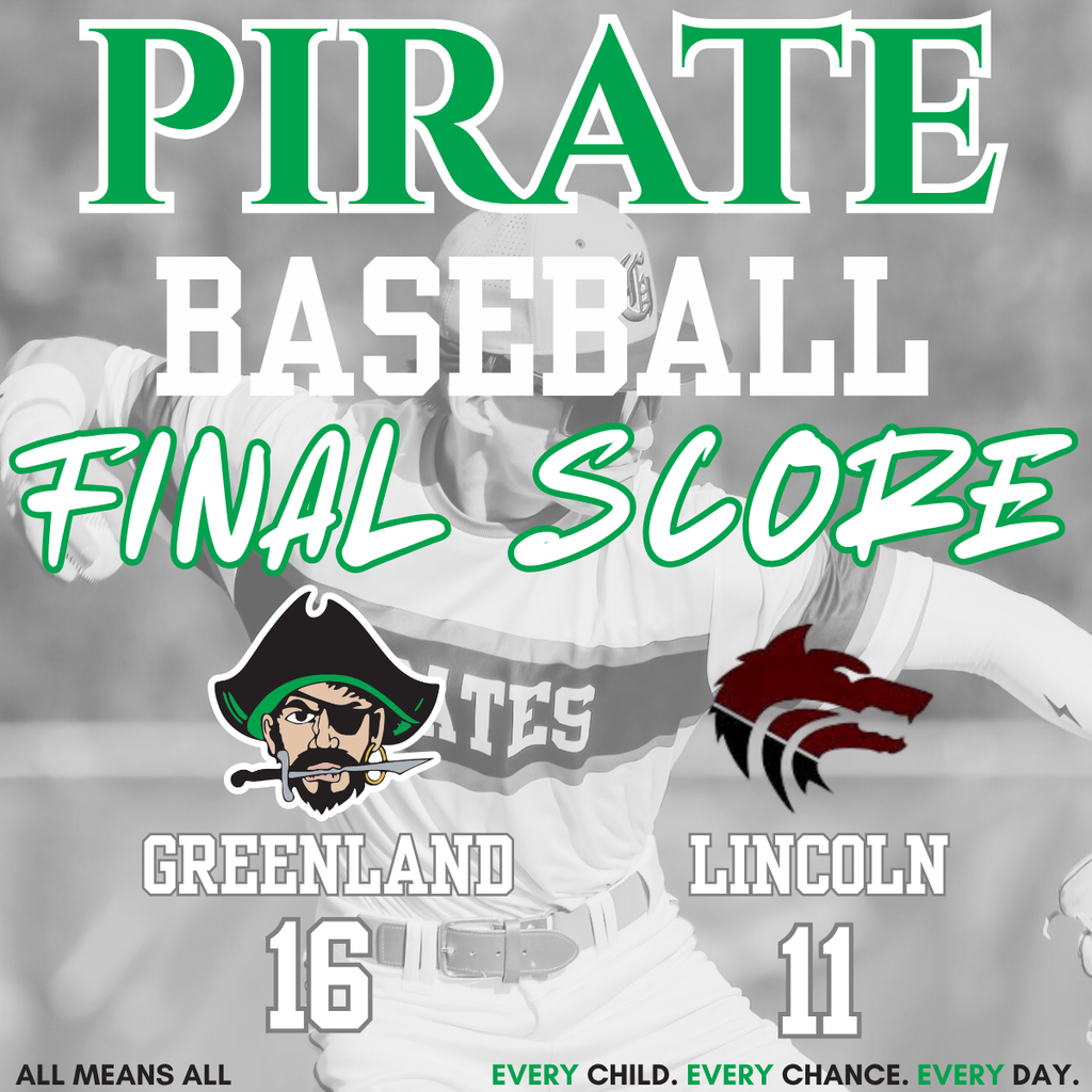 greenland pirate baseball final score greenland 16 with pirate mascot lincoln 11 with wolf mascot