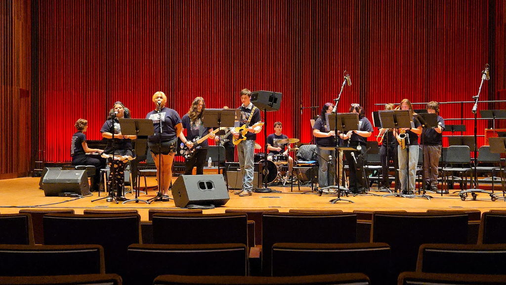 band performing on a stage