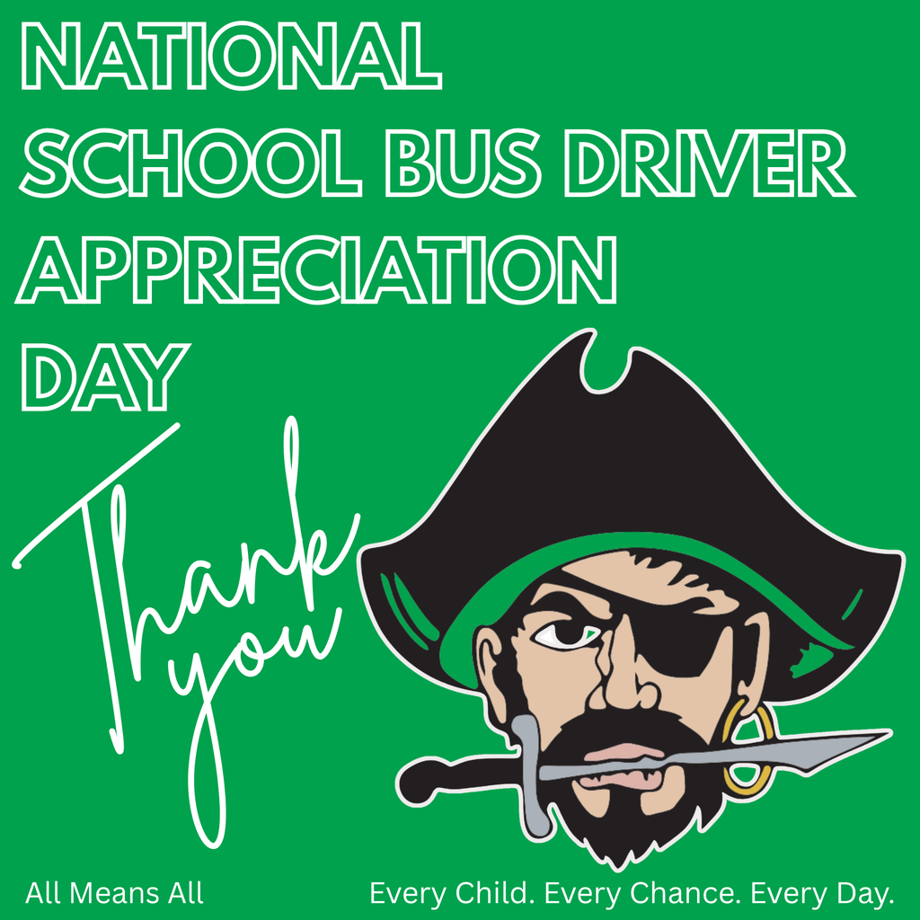 national school bus driver appreciation day thank you with pirate mascot