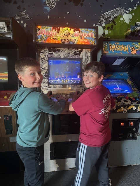 students playing a video game