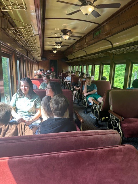 students on a train