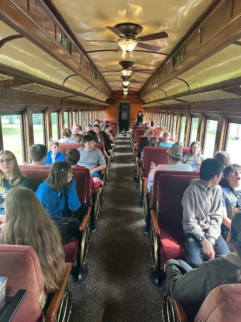 students on a train